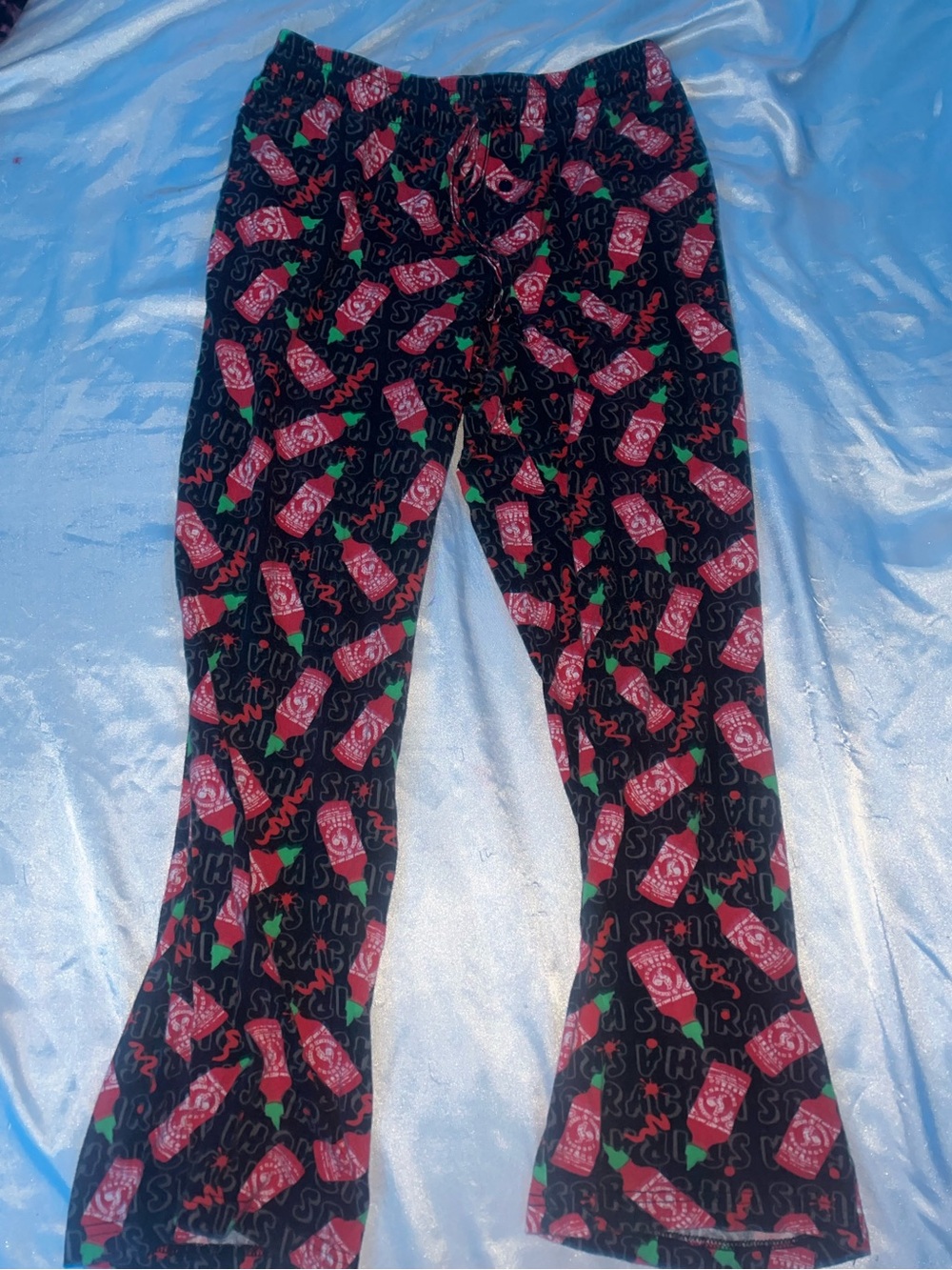 Adult Black, Red and Green Sriracha Hot Sauce Pajama Pants w/ Pockets